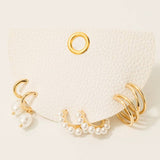 Mixed Pearl Studs And Charms Hoop Earrings Set