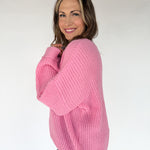 Oversized Front Pocket Sweater- Pink - Ana Patricia Boutique