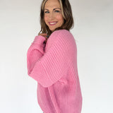 Oversized Front Pocket Sweater- Pink - Ana Patricia Boutique