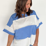Colorblock Top- Cornflower Blue