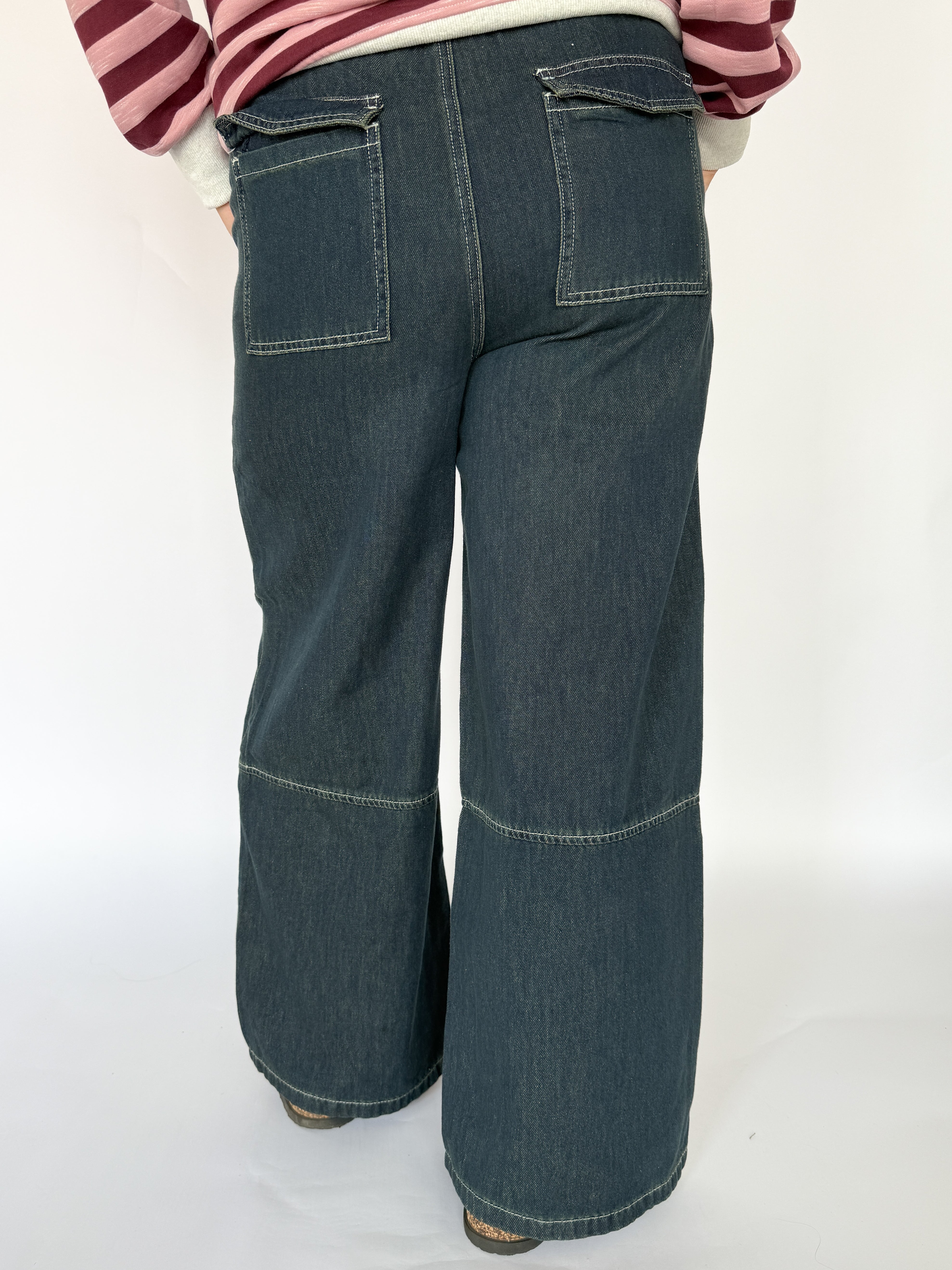 Wide Leg Denim Pants- Dk Denim - Ana Patricia Boutique