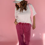 Oversized Stripe Tee- Pink/White - Ana Patricia Boutique