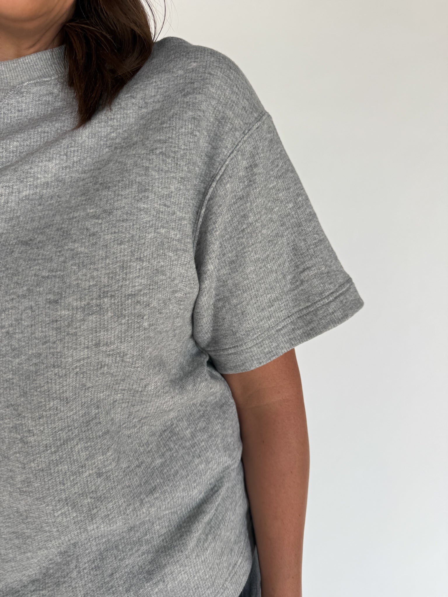 Crew Neck Short Sleeve Top- Heather Grey - Ana Patricia Boutique