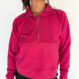 Luxe Ribbed 3/4 Zip-Pink - Ana Patricia Boutique