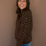 Irregular Dot Cardigan- Brown