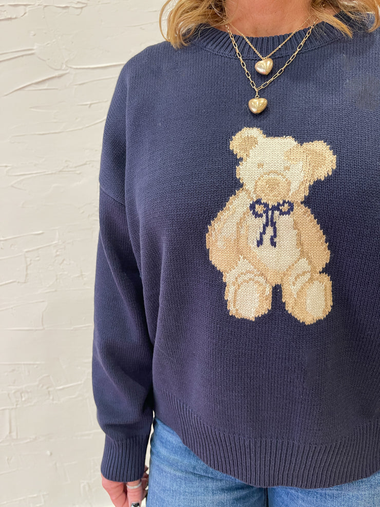 Teddy Bear Sweater- Navy