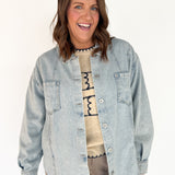 Oversized Denim Shirt Jacket-Light