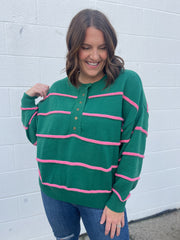 The Carol Sweater- Green/Pink