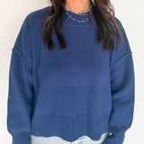 Cropped Sweater- Navy
