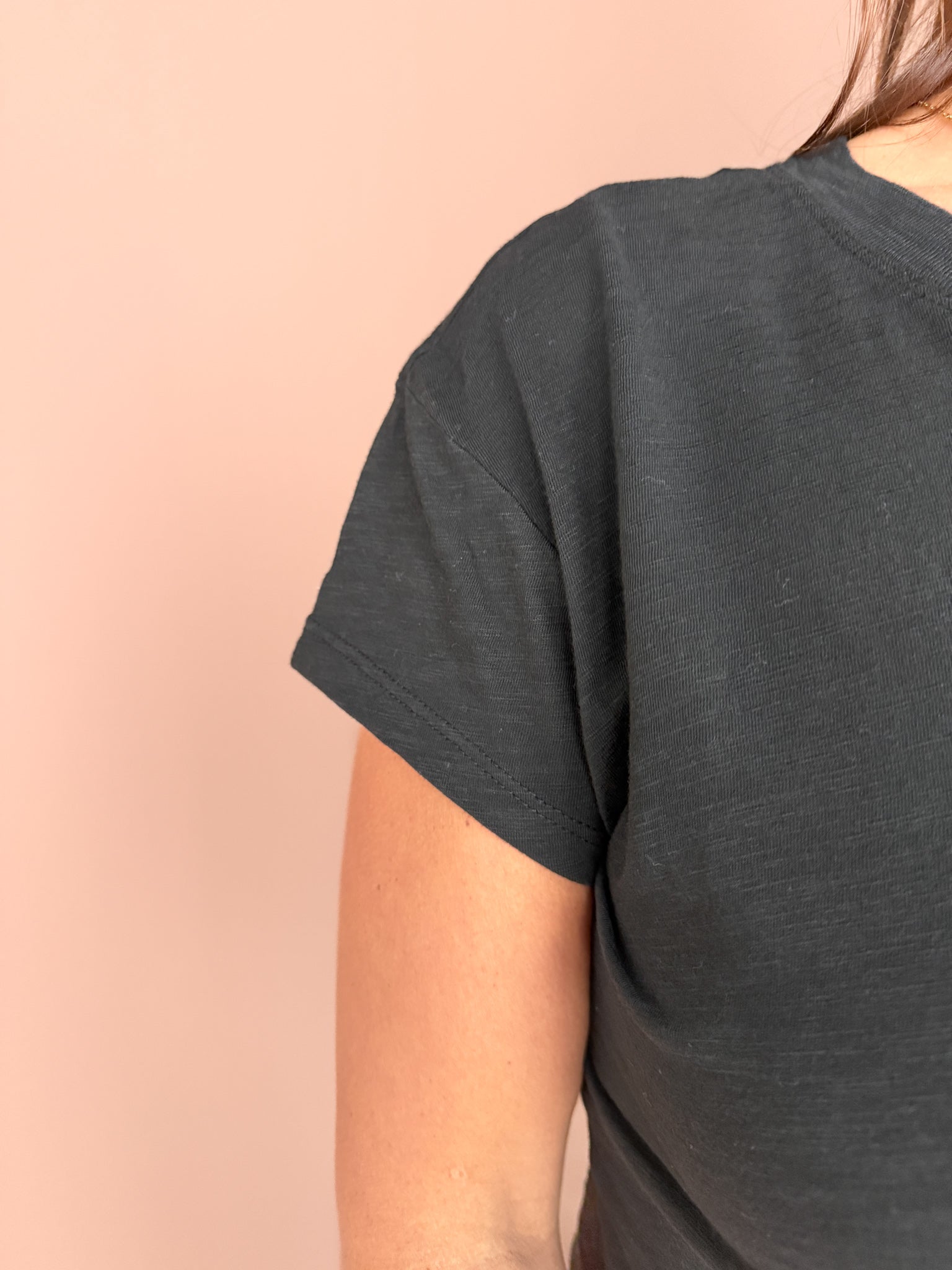 Cotton Crewneck Baby Tee- Black - Ana Patricia Boutique