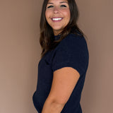 Short Sleeve Sweater-Navy