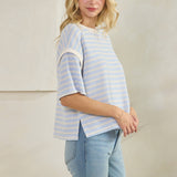Cloudy Blue Knit Stripe Top - Ana Patricia Boutique