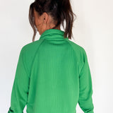 Luxe Ribbed 3/4 Zip-Green - Ana Patricia Boutique