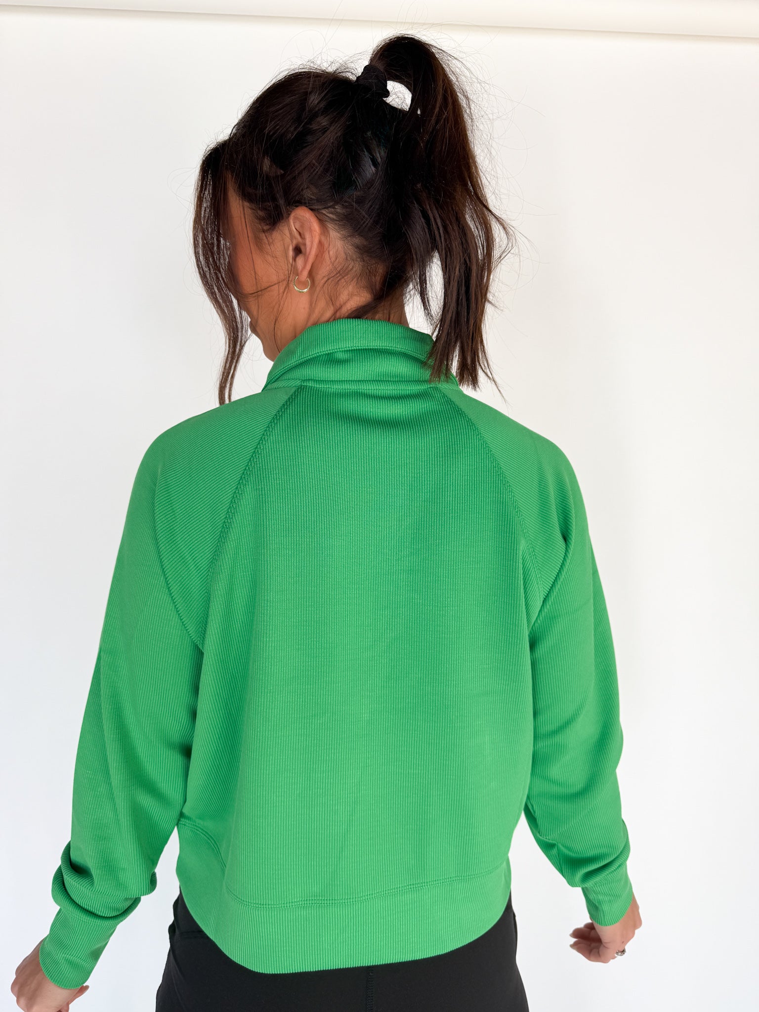 Luxe Ribbed 3/4 Zip-Green - Ana Patricia Boutique