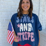 Stars & Stripes Patchwork Top- Blue - Ana Patricia Boutique