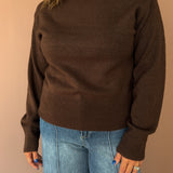 Off the Shoulder Sweater Top- Brown