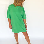 Mineral Wash Shift Dress- Green - Ana Patricia Boutique