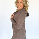 Chunky Waffleknit Cardigan- Brown