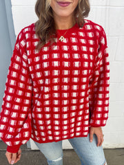 The Ally Sweater- Red/Ivory