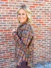 The Laura Plaid Button Up- Camel