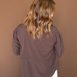 Peplum Windbreaker Jacket-Chocolate Brown