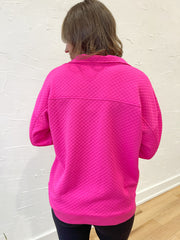 Textured Zip Up- Hot Pink