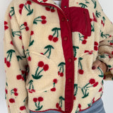 Cherry Fleece Jacket- Ivory/Red