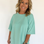 Mineral Wash Oversized Tee-Turquoise - Ana Patricia Boutique