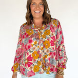 Woven Floral Blouse- Pink