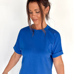 Luxe Ribbed Lounge Tee-Blue - Ana Patricia Boutique