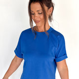 Luxe Ribbed Lounge Tee-Blue - Ana Patricia Boutique