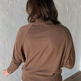 Brushed Cowl Neck Top- Mocha - Ana Patricia Boutique