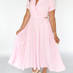 Cut Out Side Maxi Shirtdress- Pink - Ana Patricia Boutique