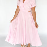 Cut Out Side Maxi Shirtdress- Pink - Ana Patricia Boutique