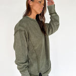Double Ribbed Pullover- Olive - Ana Patricia Boutique