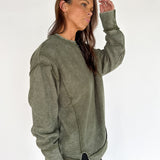Double Ribbed Pullover- Olive - Ana Patricia Boutique