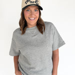 Crew Neck Short Sleeve Top- Heather Grey - Ana Patricia Boutique