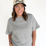Crew Neck Short Sleeve Top- Heather Grey - Ana Patricia Boutique
