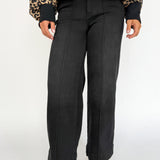 Pintuck Wide Leg Denim - Black