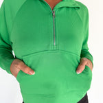 Luxe Ribbed 3/4 Zip-Green - Ana Patricia Boutique