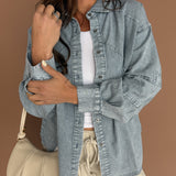 Chambray Striped Button Down-Dark - Ana Patricia Boutique