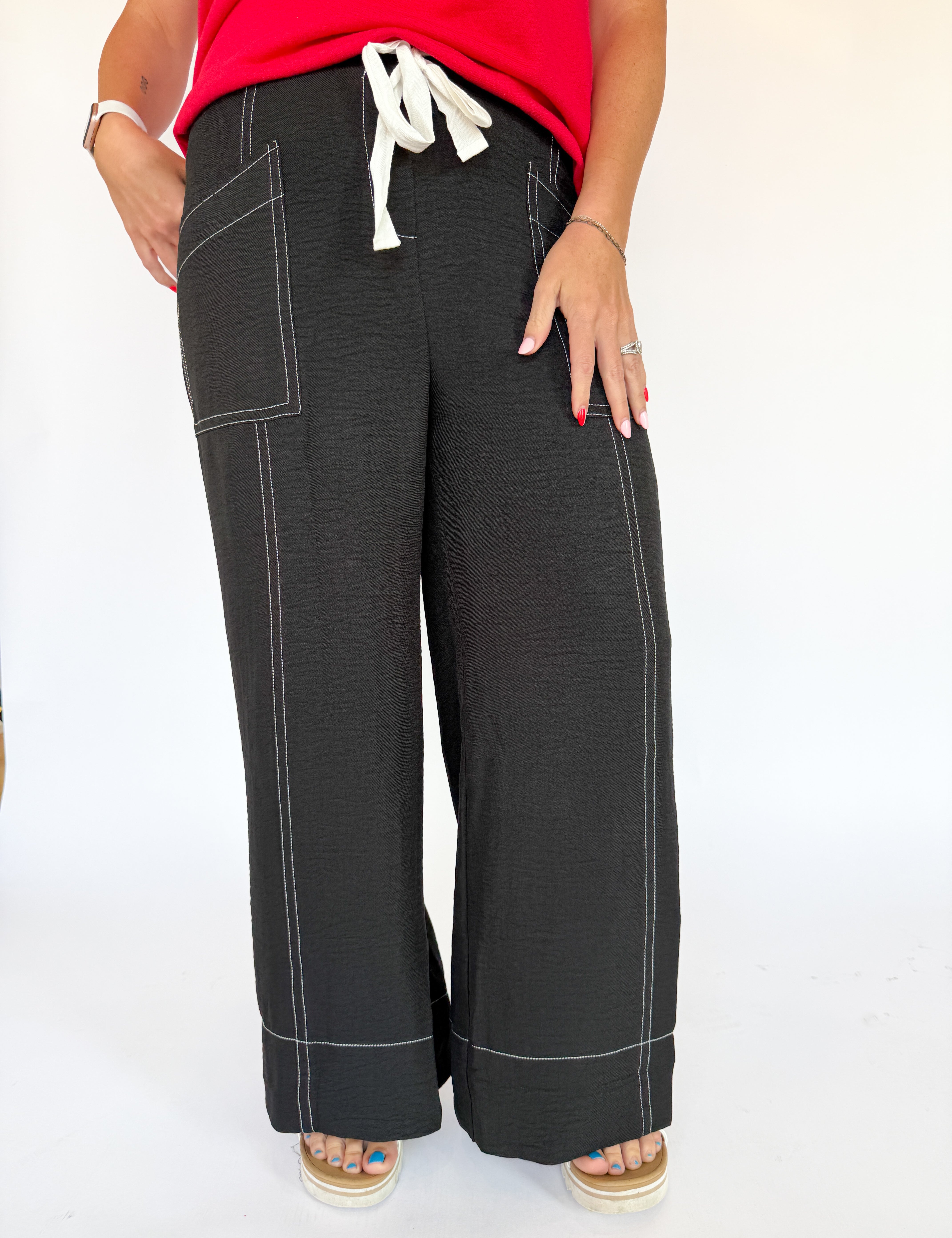 Wide Leg Pants- Black - Ana Patricia Boutique