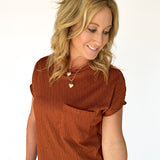 Diamond Jacquard Top- Chestnut