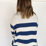 Contrasting Stripe Sweater- Navy