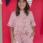 Striped Two-Piece Set- Red - Ana Patricia Boutique