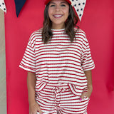 Striped Two-Piece Set- Red - Ana Patricia Boutique