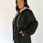 Denim Hoodie Jacket- Black - Ana Patricia Boutique