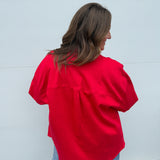 Oversized Denim Jacket- Red