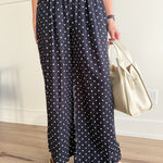 Polka Dot Wide Leg Pants- Navy - Ana Patricia Boutique