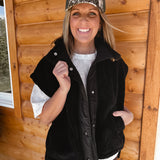 Oversized Sherpa Vest- Black